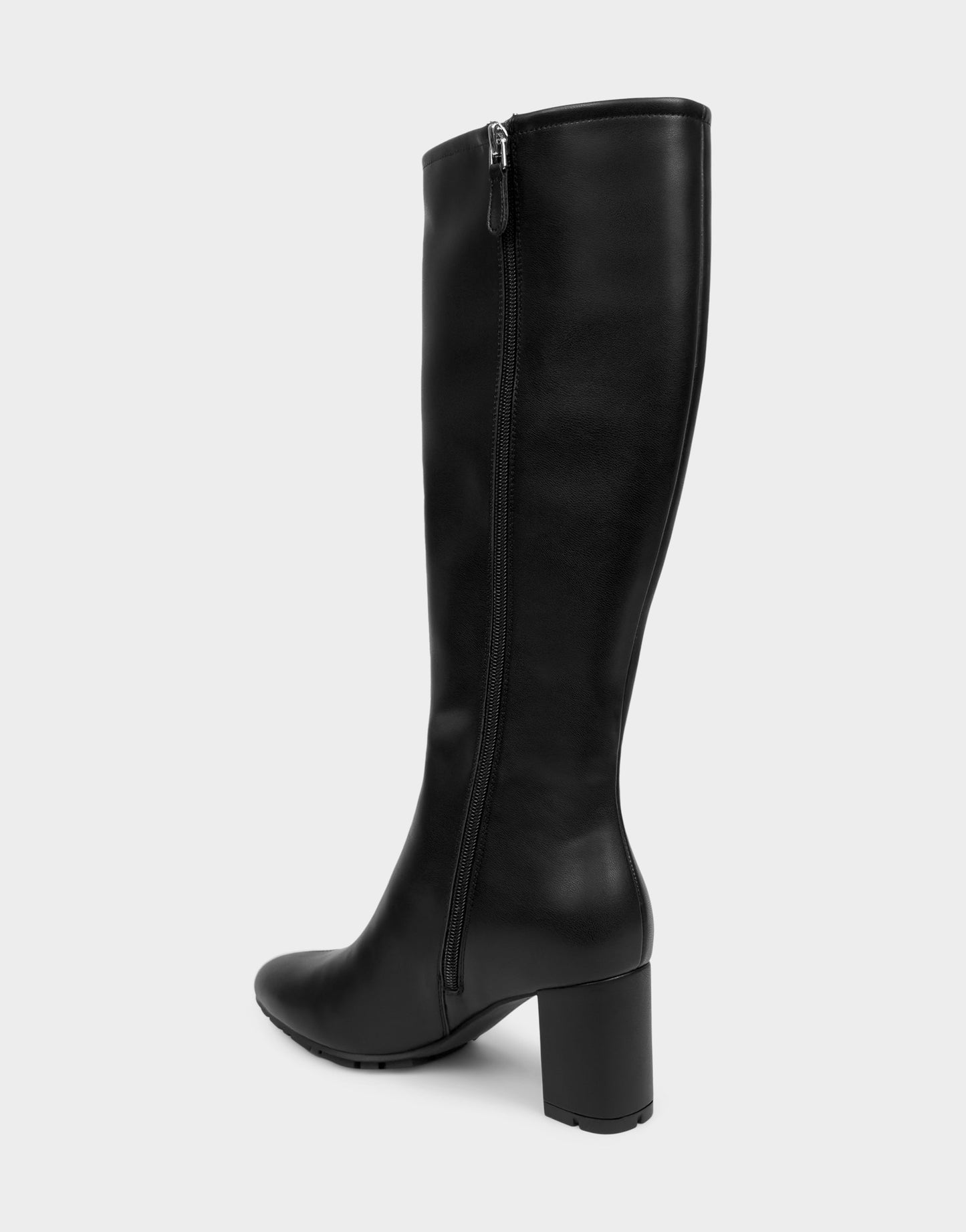 Aerosoles Comfortable Women's Mid Block Heel Boot In Black Faux Leather