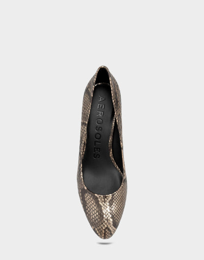 Aerosoles Women's Dress Pump in Champagne Metallic Snake