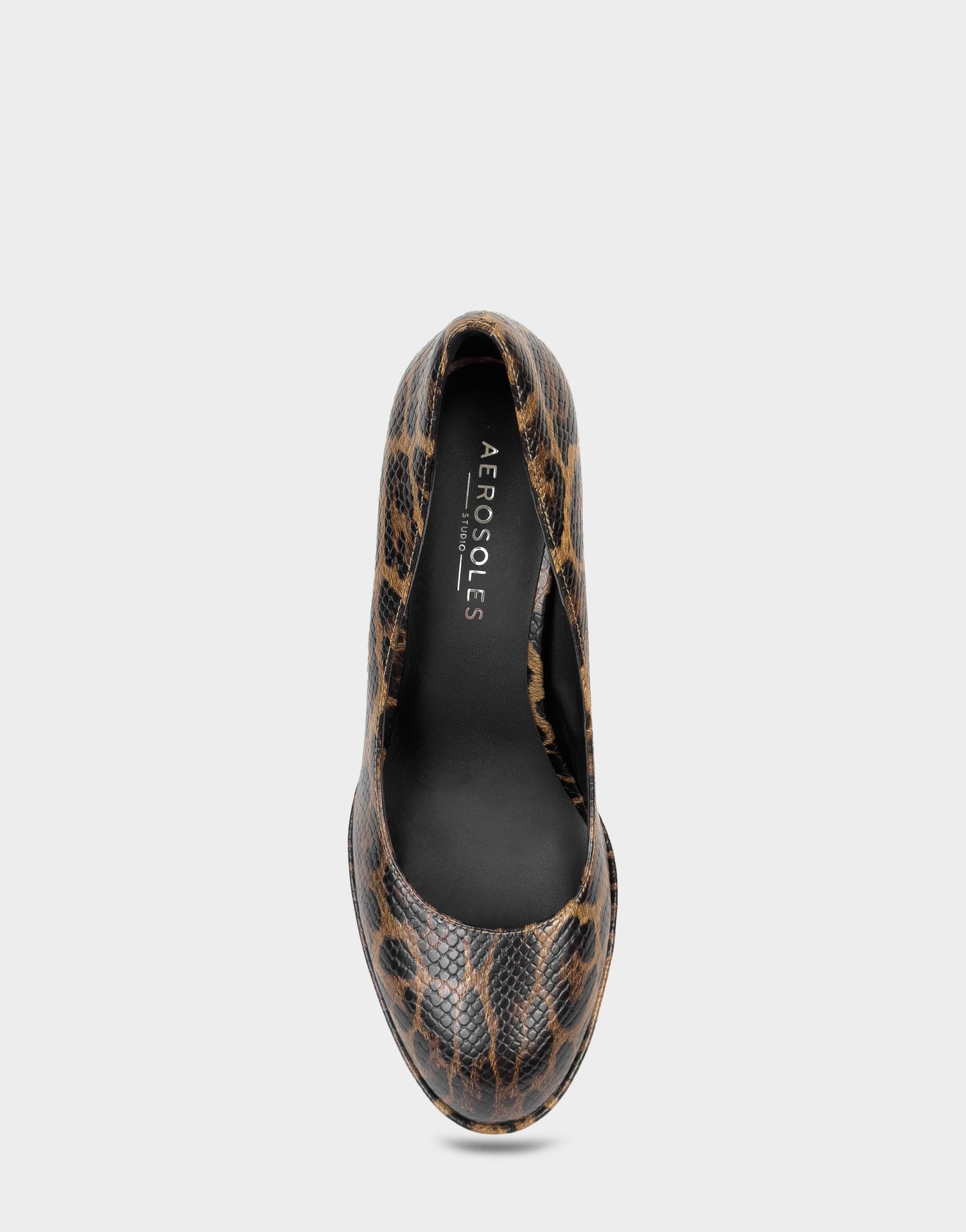 Aerosoles Women's Platform Pump in Mocha Jaguar Print Faux Leather