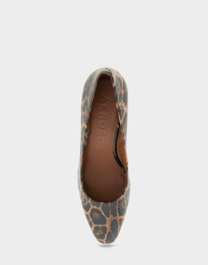 Aerosoles Women's Pump in Mocha Jaguar Embossed Print