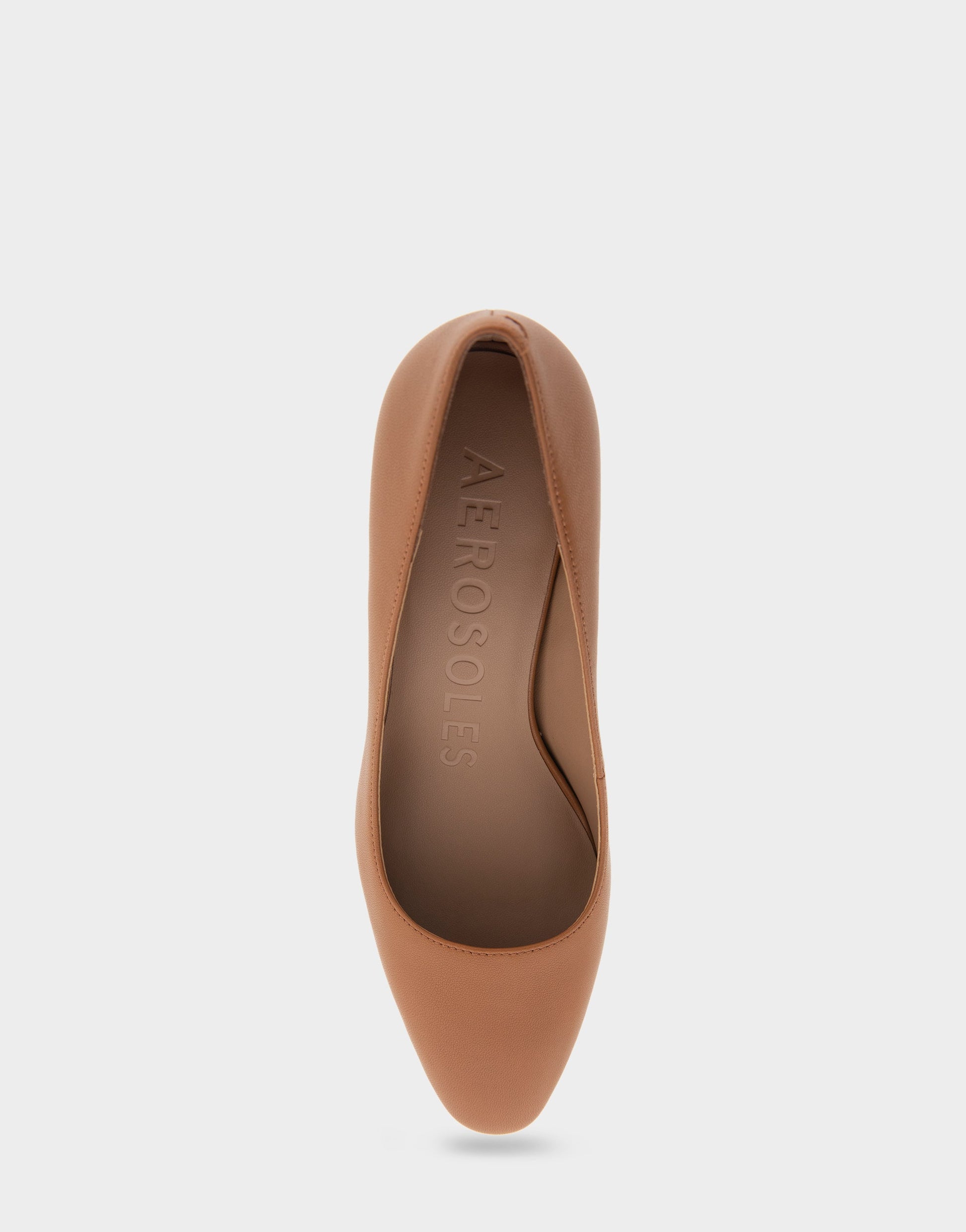 Aerosoles Minetta Tan Leather Mid-Heel Pump
