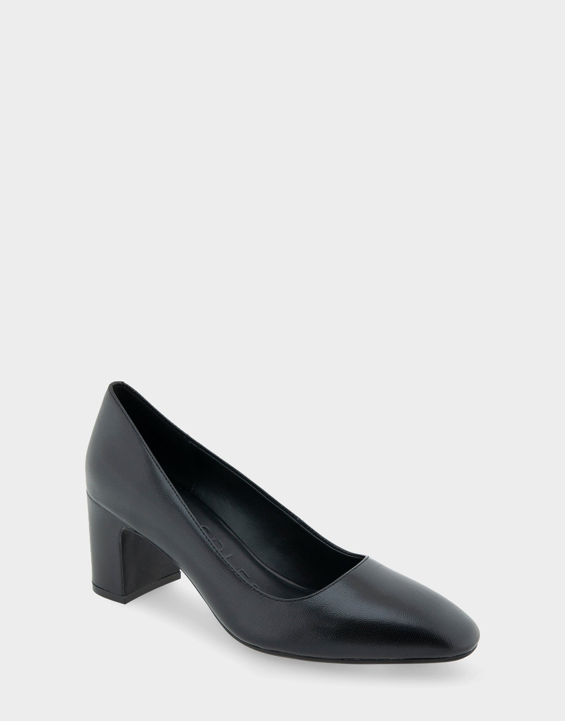 Aerosoles Minetta Black Leather Mid-Heel Pump