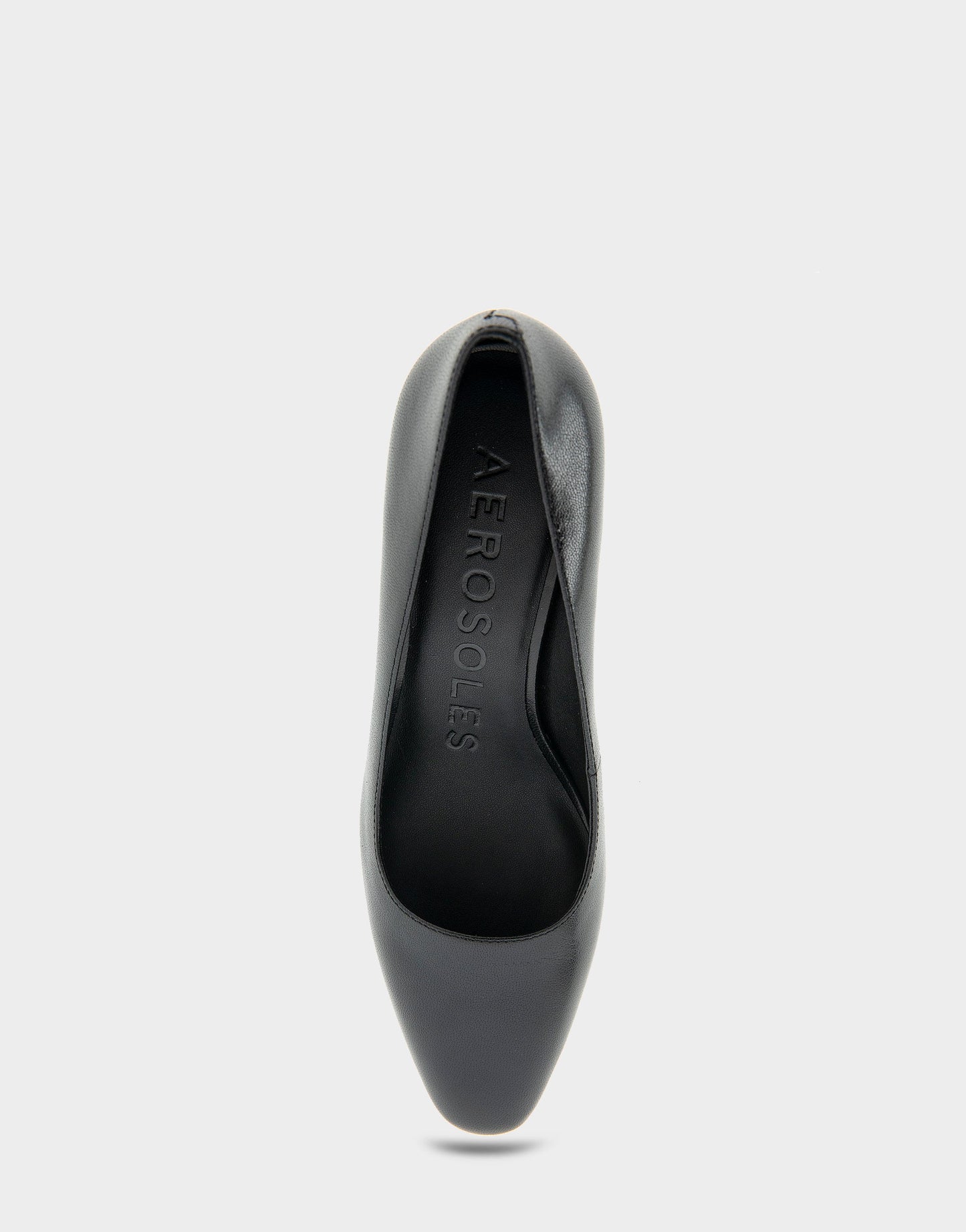 Aerosoles Minetta Black Leather Mid-Heel Pump