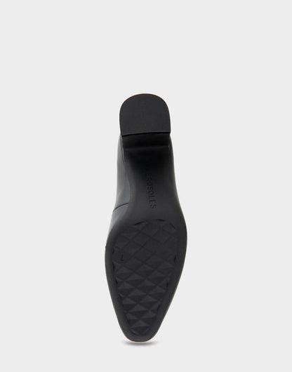 Aerosoles Minetta Black Leather Mid-Heel Pump