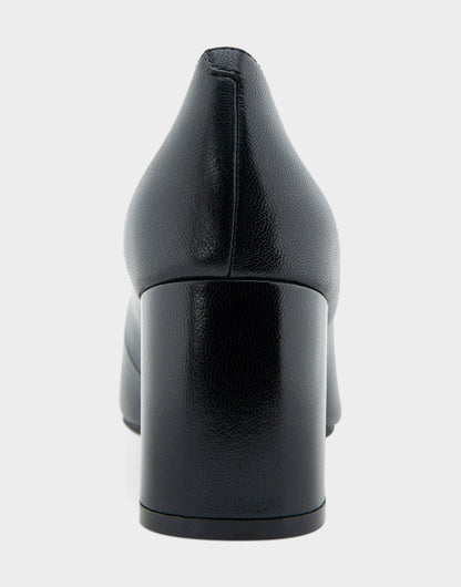 Aerosoles Minetta Black Leather Mid-Heel Pump