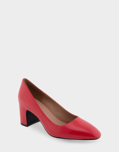 Aerosoles Minetta Racing Red Leather Mid-Heel Pump