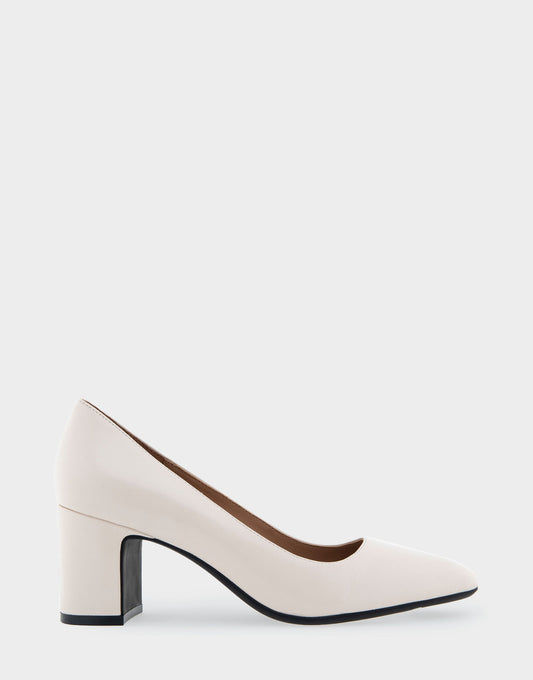 Aerosoles Minetta Eggnog Leather Mid-Heel Pump