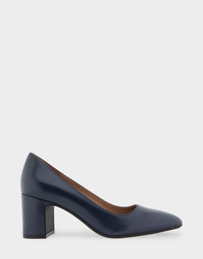 Aerosoles Minetta Navy Leather Mid-Heel Pump