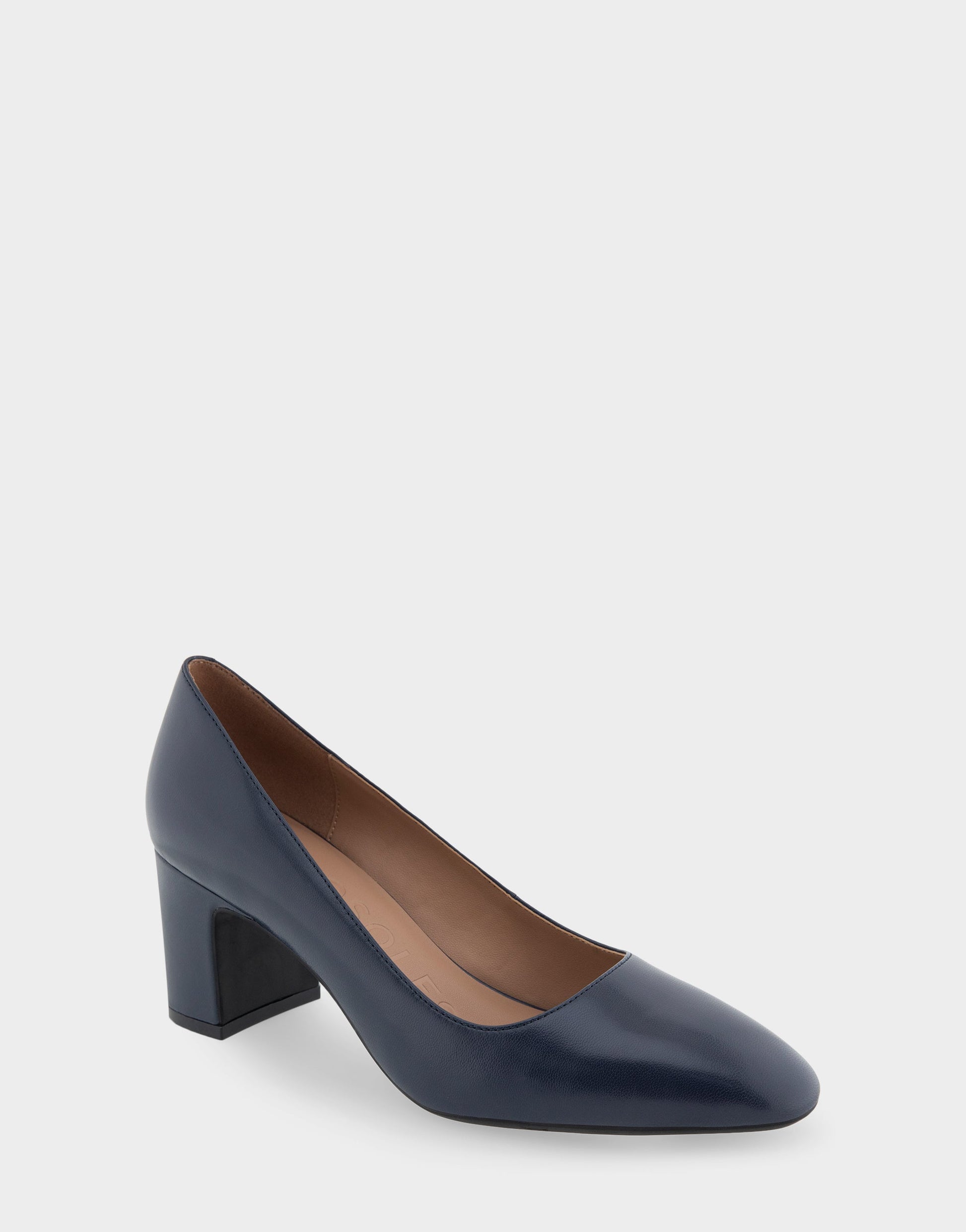 Aerosoles Minetta Navy Leather Mid-Heel Pump
