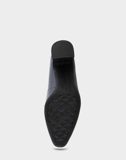 Aerosoles Minetta Navy Leather Mid-Heel Pump