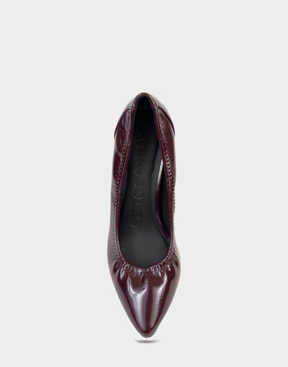 Aerosoles Women's Pump in Merlot Stretch Crinkle Patent