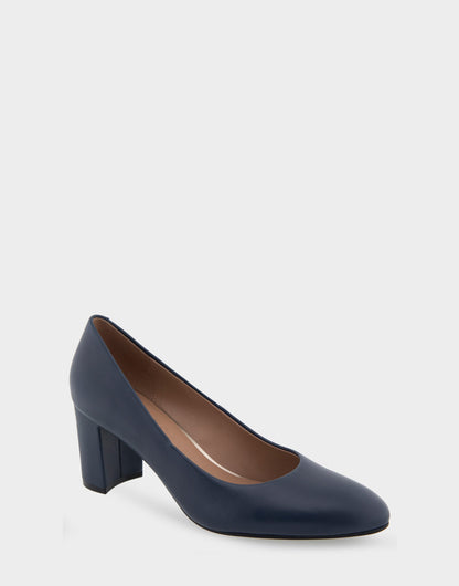 Aerosoles Betsy Navy Genuine Leather Mid Heel Pump