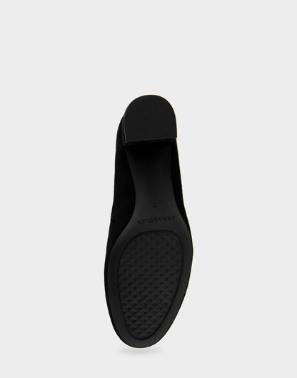 Aerosoles Ebel Black Genuine Suede Mid Heel Pump