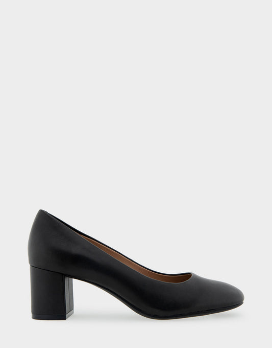 Aerosoles Ebel Black Genuine Leather Mid Heel Pump