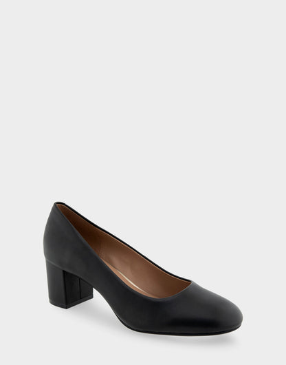 Aerosoles Ebel Black Genuine Leather Mid Heel Pump