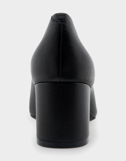Aerosoles Ebel Black Genuine Leather Mid Heel Pump