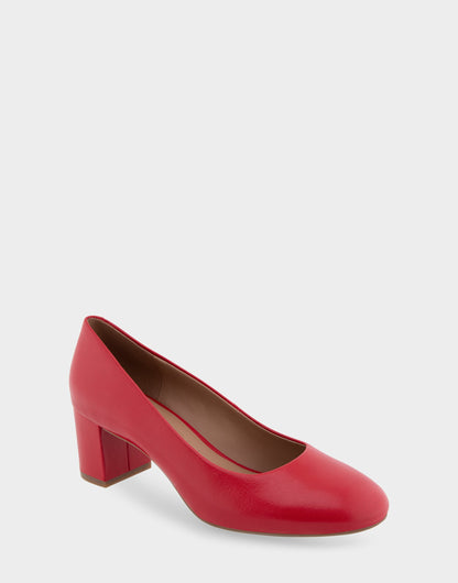 Aerosoles Ebel Racing Red Leather Mid Heel Pump