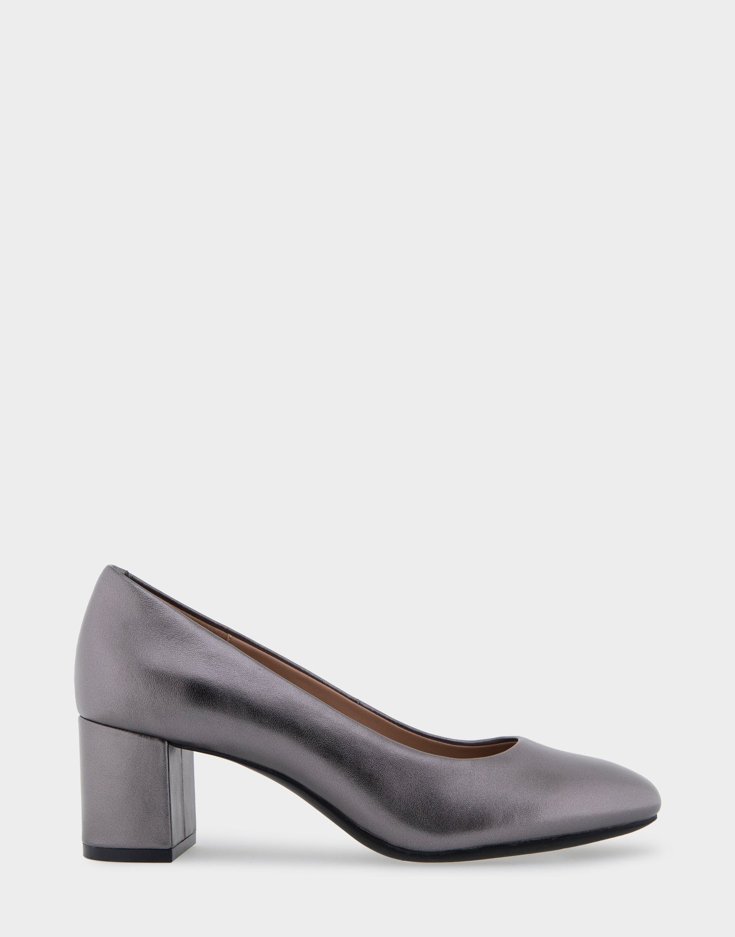 Aerosoles Ebel Gunmetal Metallic Genuine Leather Mid Heel Pump