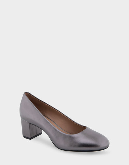 Aerosoles Ebel Gunmetal Metallic Genuine Leather Mid Heel Pump