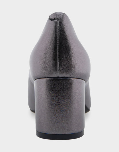 Aerosoles Ebel Gunmetal Metallic Genuine Leather Mid Heel Pump