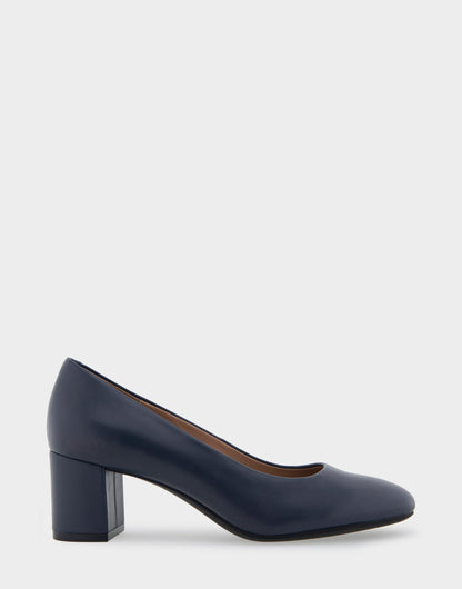 Aerosoles Ebel Navy Genuine Leather Mid Heel Pump