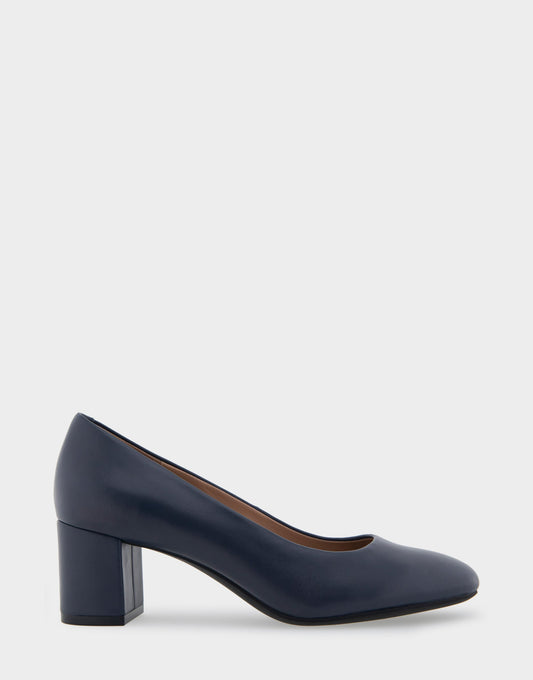Aerosoles Ebel Navy Genuine Leather Mid Heel Pump