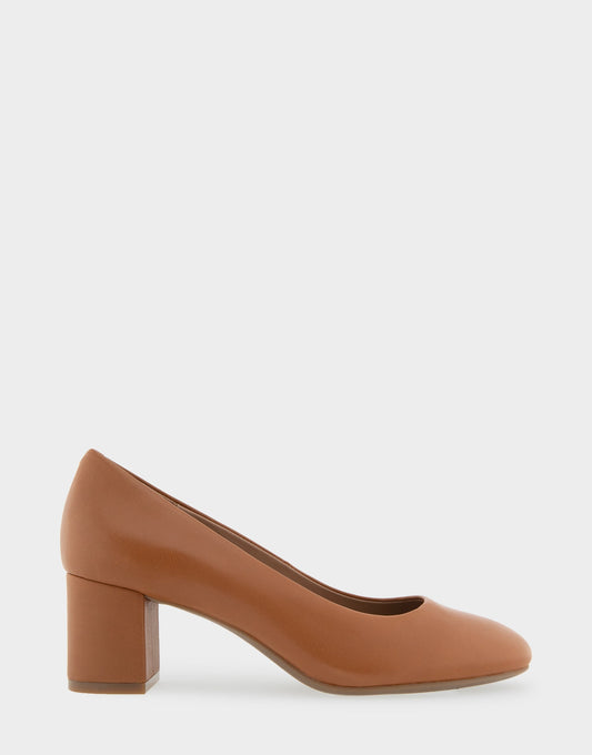 Aerosoles Ebel Tan Genuine Leather Mid Heel Pump