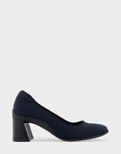 Aerosoles Casta Navy Stretch Gabardine Fabric Mid Heel Pump