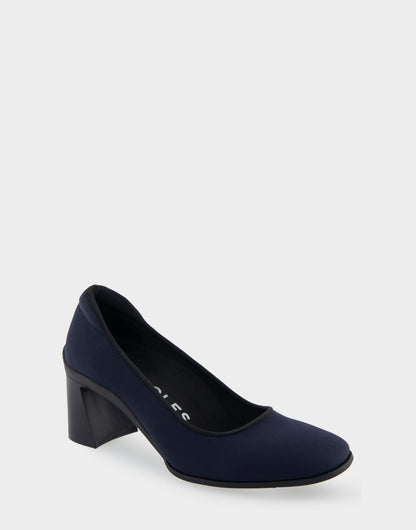 Aerosoles Casta Navy Stretch Gabardine Fabric Mid Heel Pump