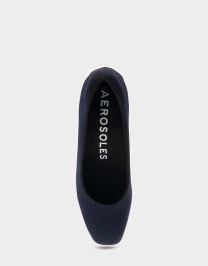 Aerosoles Casta Navy Stretch Gabardine Fabric Mid Heel Pump