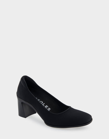 Aerosoles Casta Black Stretch Gabardine Fabric Mid Heel Pump