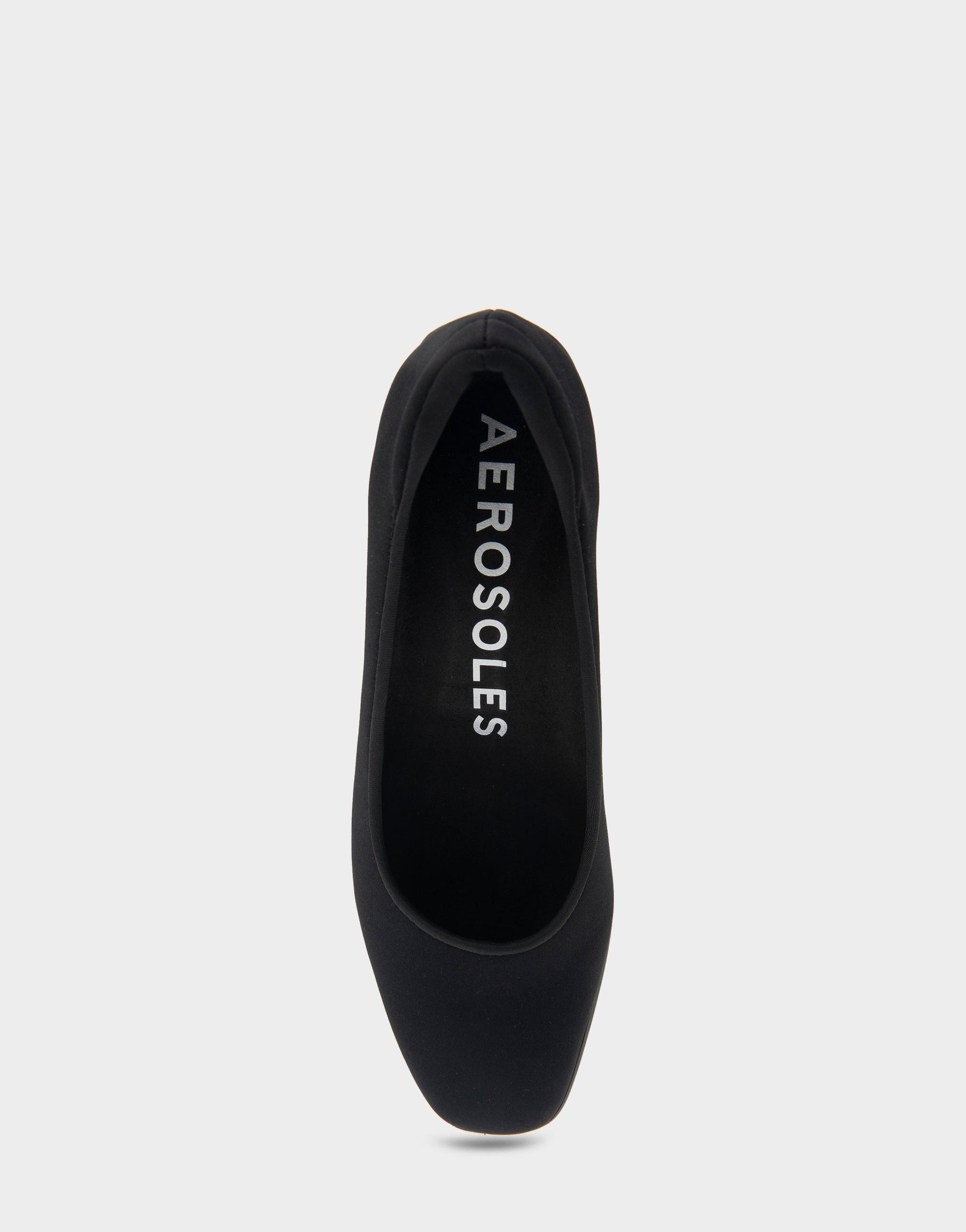 Aerosoles Casta Black Stretch Gabardine Fabric Mid Heel Pump