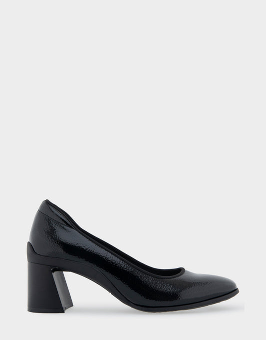 Aerosoles Casta Black Patent Faux Leather Mid Heel Pump