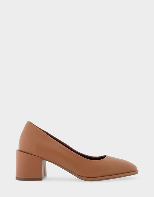 Aerosoles Alae Tan Genuine Leather Mid Heel Pump