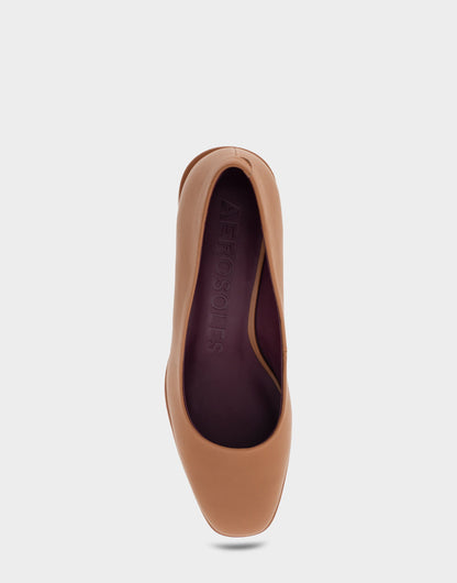 Aerosoles Alae Tan Genuine Leather Mid Heel Pump