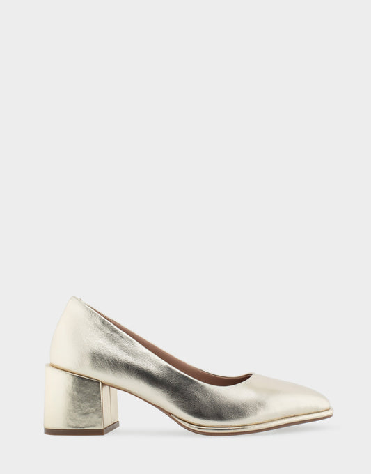 Aerosoles Alae Soft Gold Genuine Leather Mid Heel Pump