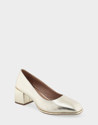 Aerosoles Alae Soft Gold Genuine Leather Mid Heel Pump