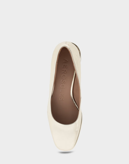 Aerosoles Alae Soft Gold Genuine Leather Mid Heel Pump