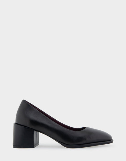 Aerosoles Alae Black Genuine Leather Mid Heel Pump
