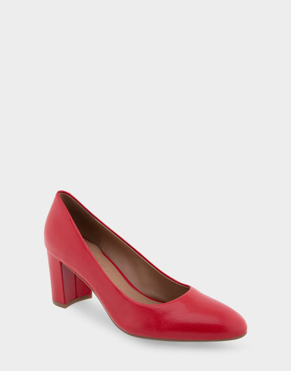Aerosoles Betsy Racing Red Leather Mid Heel Pump