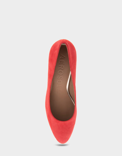 Aerosoles Betsy Red Genuine Suede Mid Heel Pump
