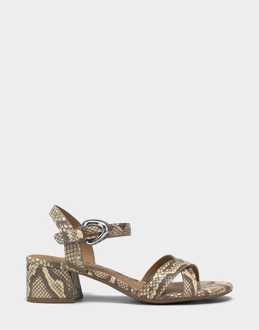 Aerosoles Women's Heeled Sandal in Pale Yellow Faux Snake Print