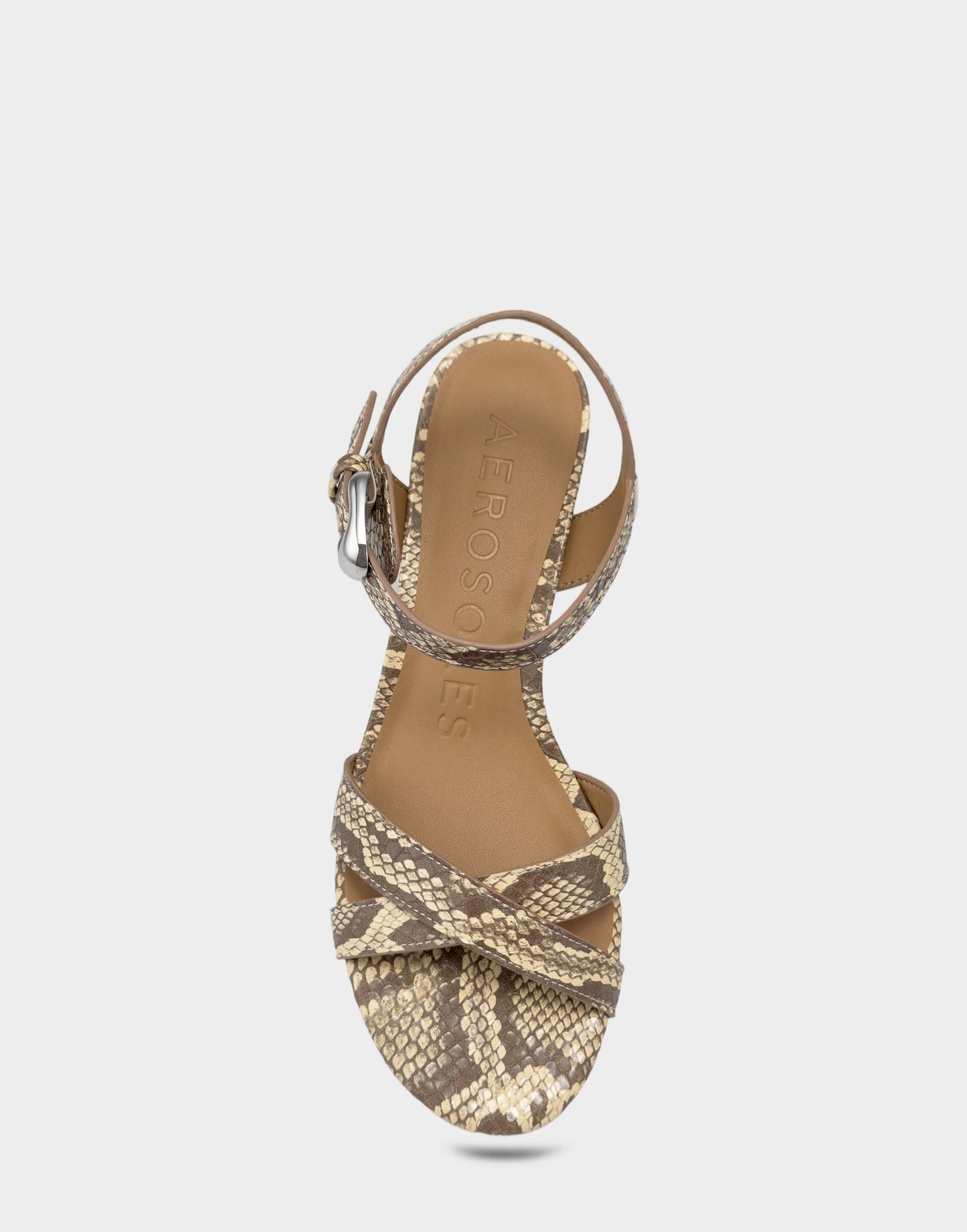 Aerosoles Women's Heeled Sandal in Pale Yellow Faux Snake Print
