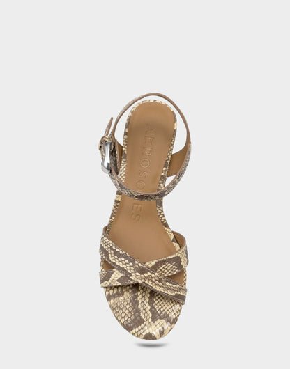 Aerosoles Women's Heeled Sandal in Pale Yellow Faux Snake Print
