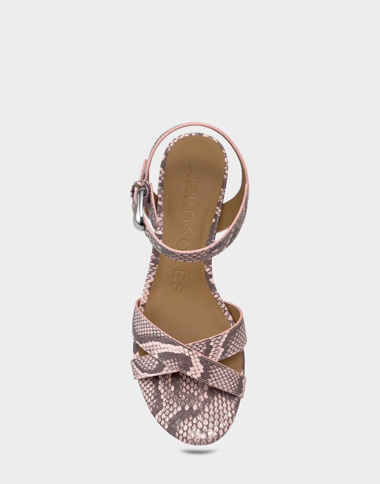 Aerosoles Women's Heeled Sandal in Pale Pink Faux Snake Print