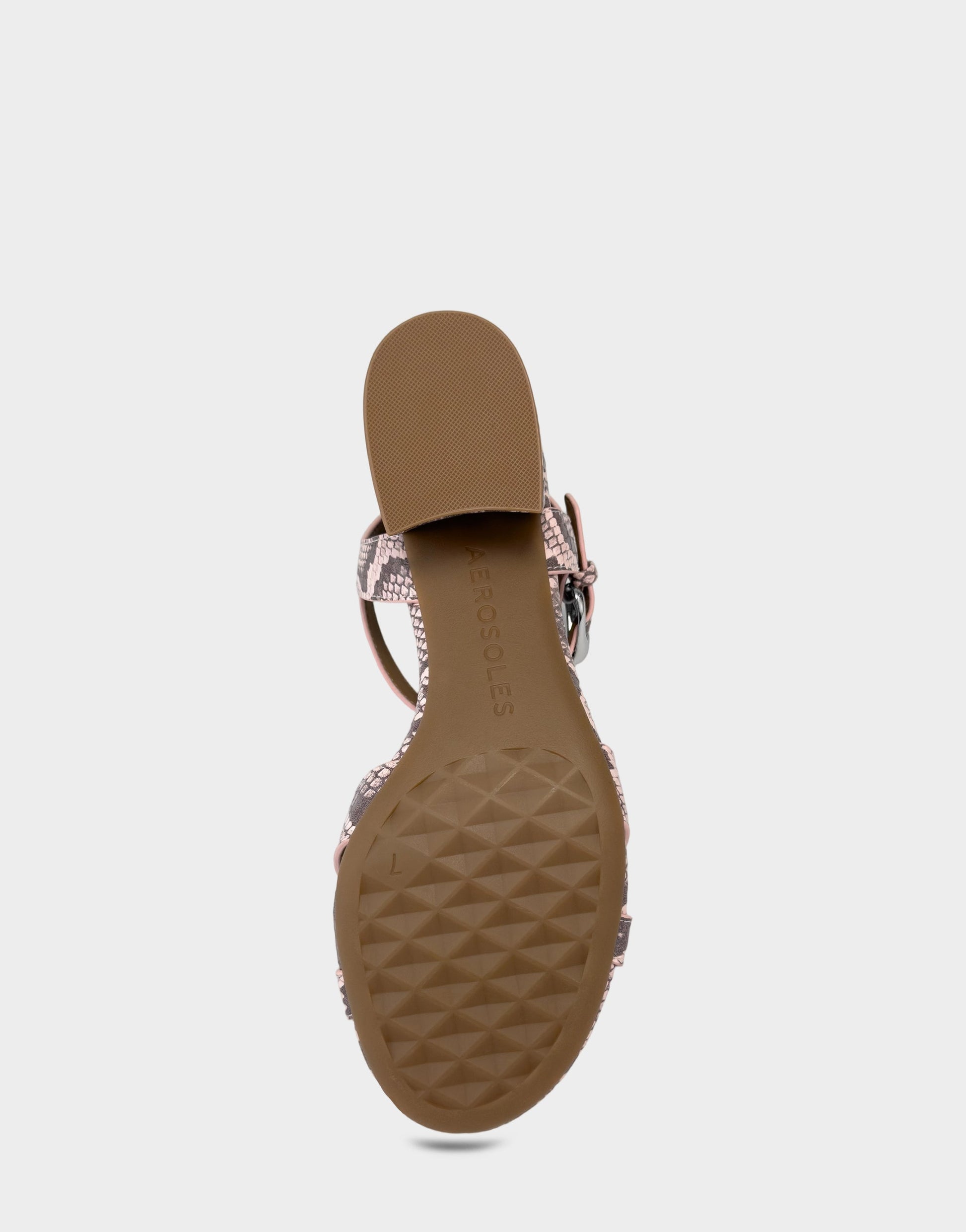 Aerosoles Women's Heeled Sandal in Pale Pink Faux Snake Print