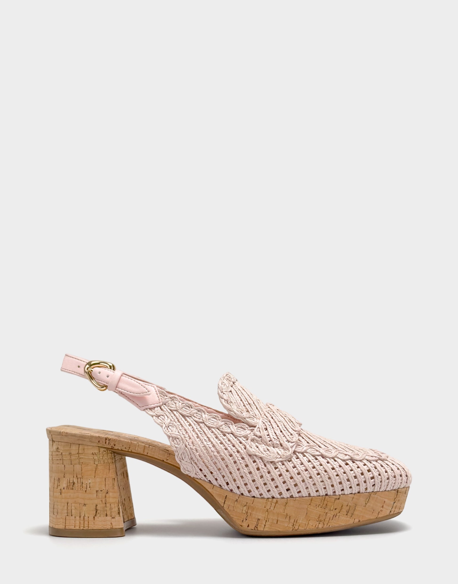 Aerosoles Santina Platform Slingback Loafer In Pale Pink Embroidered Raffia