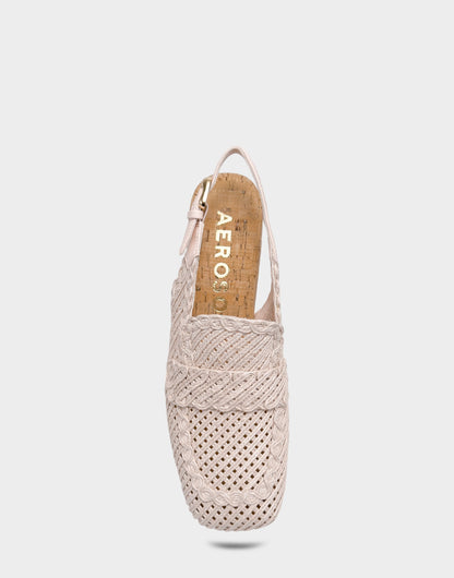 Aerosoles Santina Platform Slingback Loafer In Pale Pink Embroidered Raffia