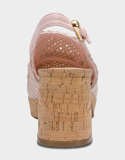 Aerosoles Santina Platform Slingback Loafer In Pale Pink Embroidered Raffia
