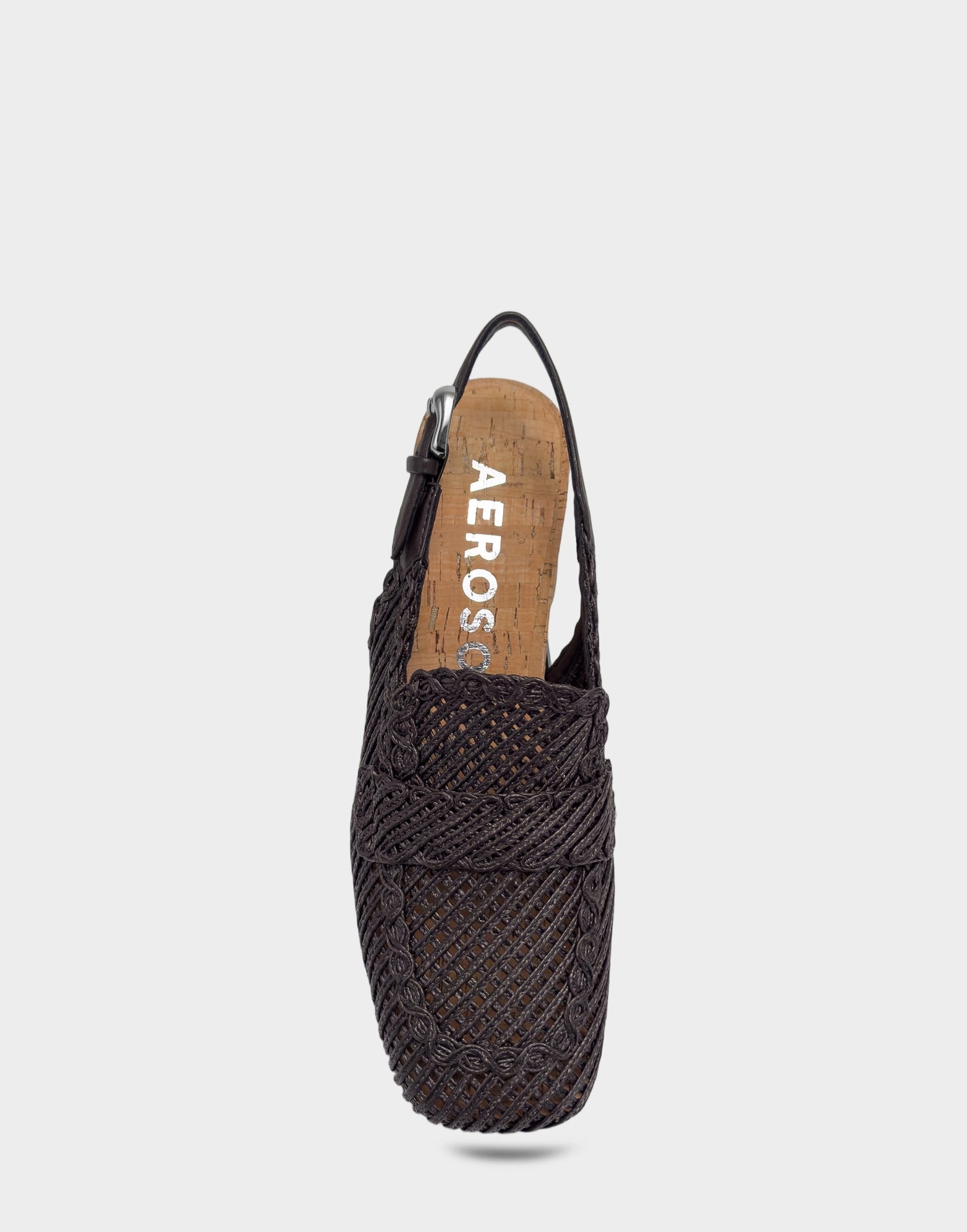 Aerosoles Santina Platform Slingback Loafer In Dark Brown Embroidered Natural Raffia